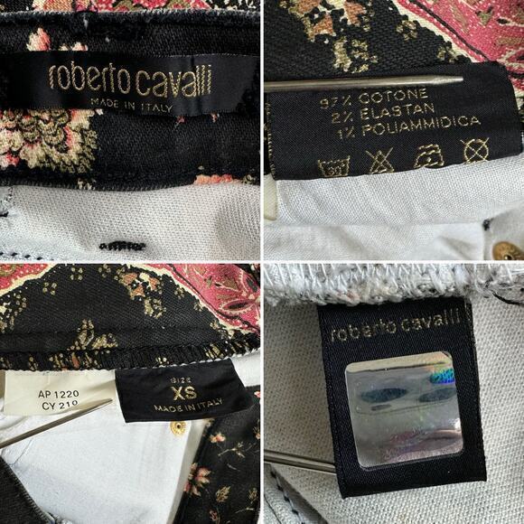 Rare Roberto Cavalli Floral Ribbon Coated Jeans Size XS - Picture 7 of 11